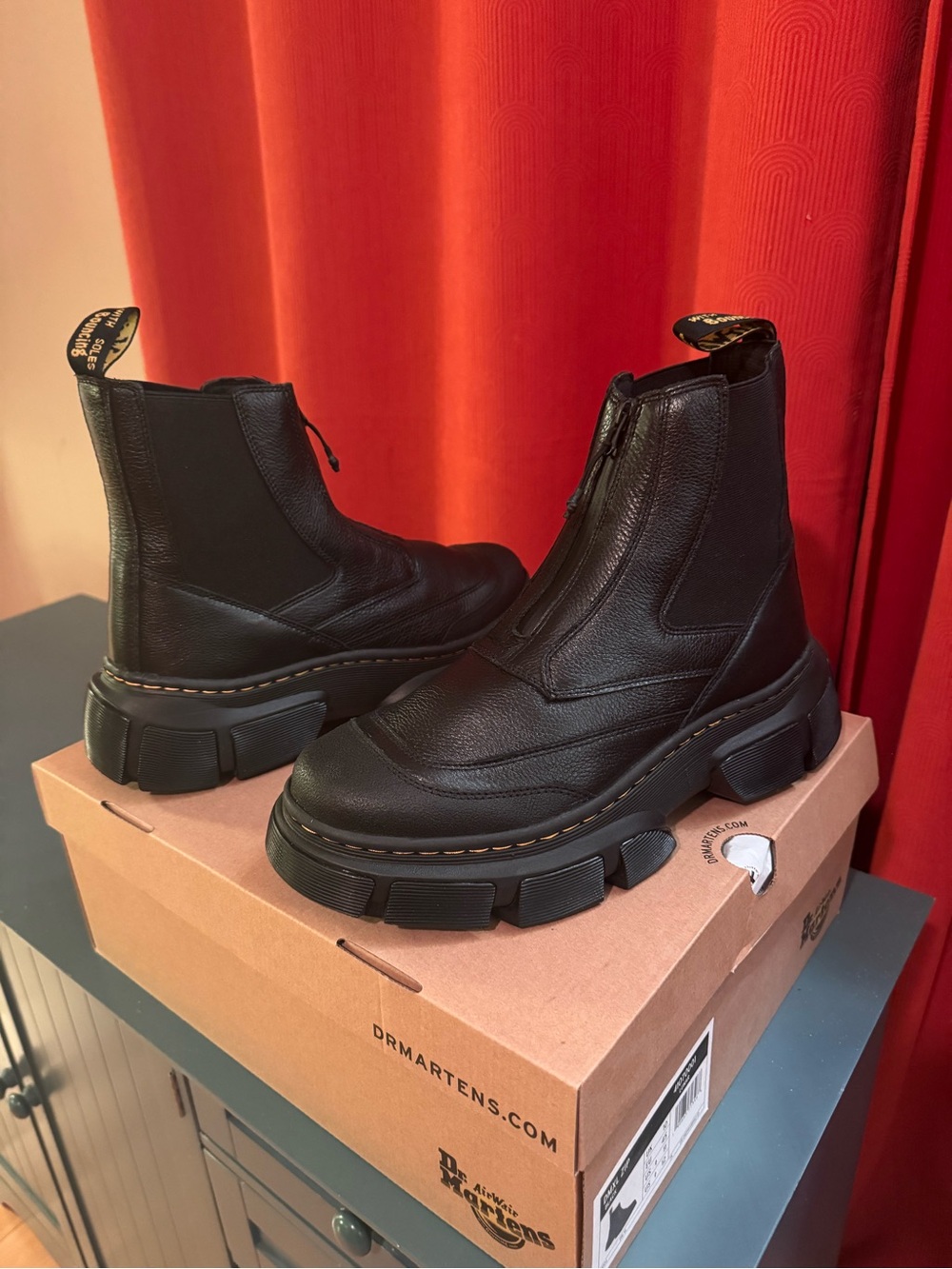 Dr. Martens Black Platform Chelsea Zip Booties